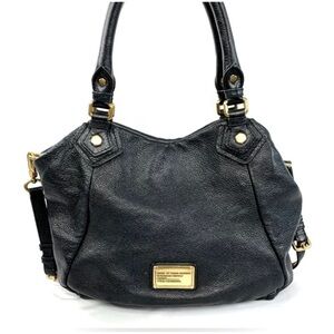 Marc Jacobs black leather Q convertible crossbody bag